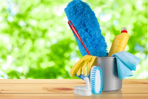 Close-up of mattress stain treatment during professional cleaning