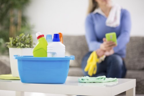 Detailed floor cleaning for a hallway or communal area in SW15